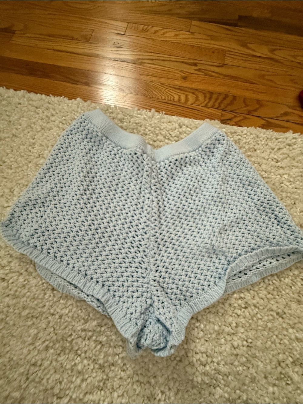 Light Blue Knit Lounge Shorts